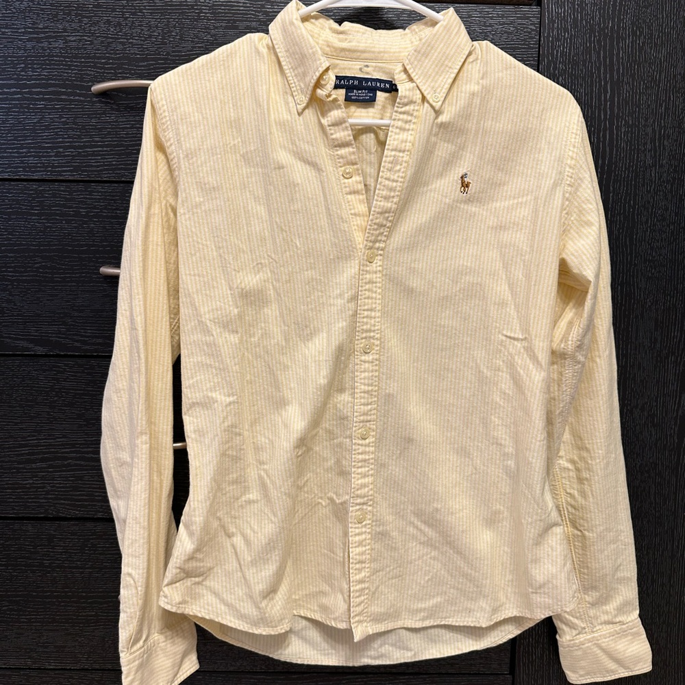 Yellow Striped Ralph Lauren button down dress shirt